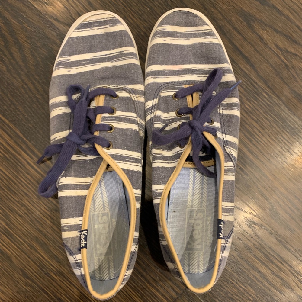 Navy and White Striped Keds